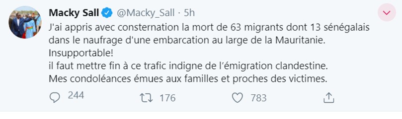 Macky consterné par la mort de 13 Sénégalais en... 1 macky consterné