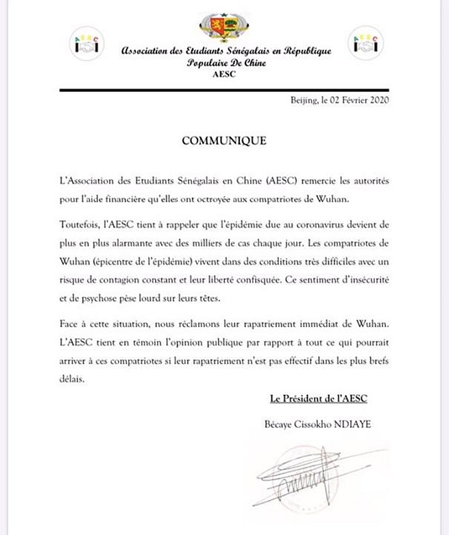 chine étudiants appel