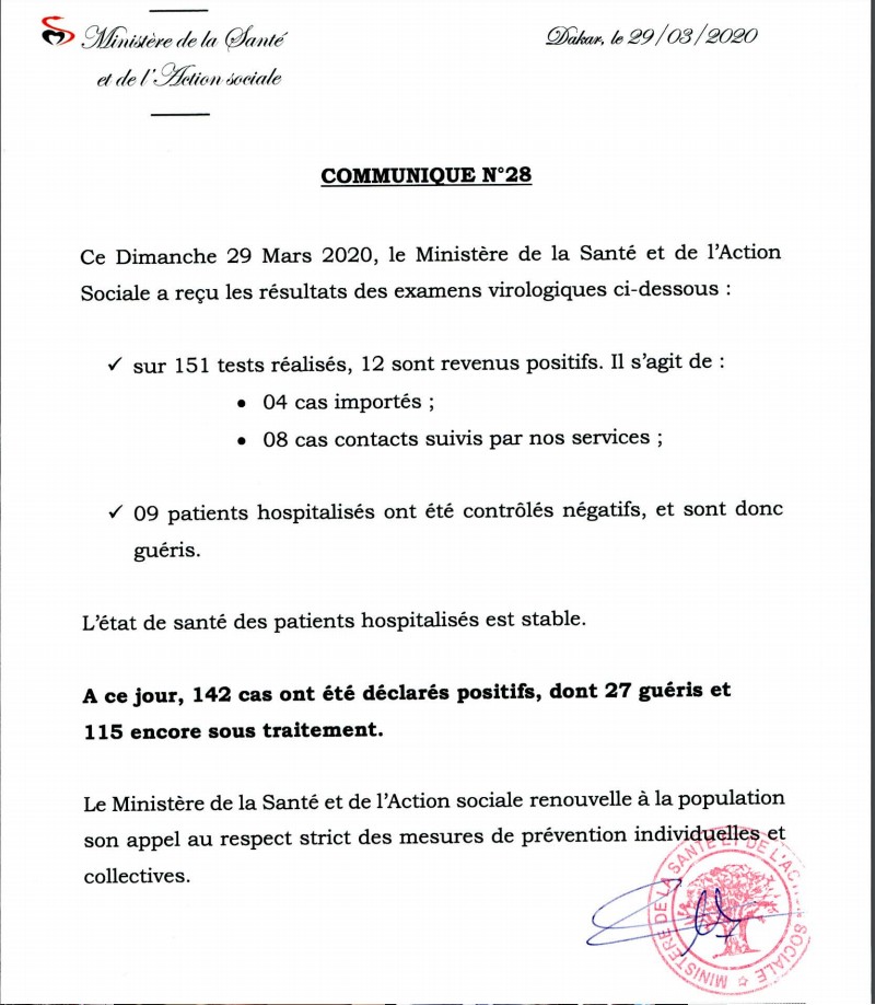 coronavirus dimanche 29 mars