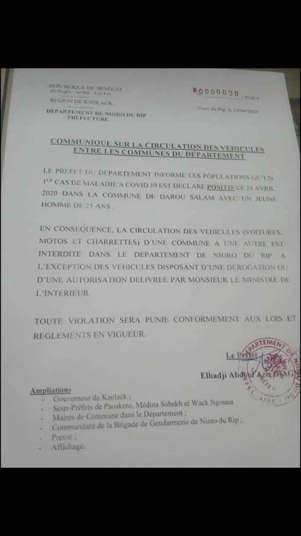 Coronavirus : Kaolack enregistre son premier cas Positif 1 221785427044 status a3b02124ec5b4be2a23154b6de6d88ee