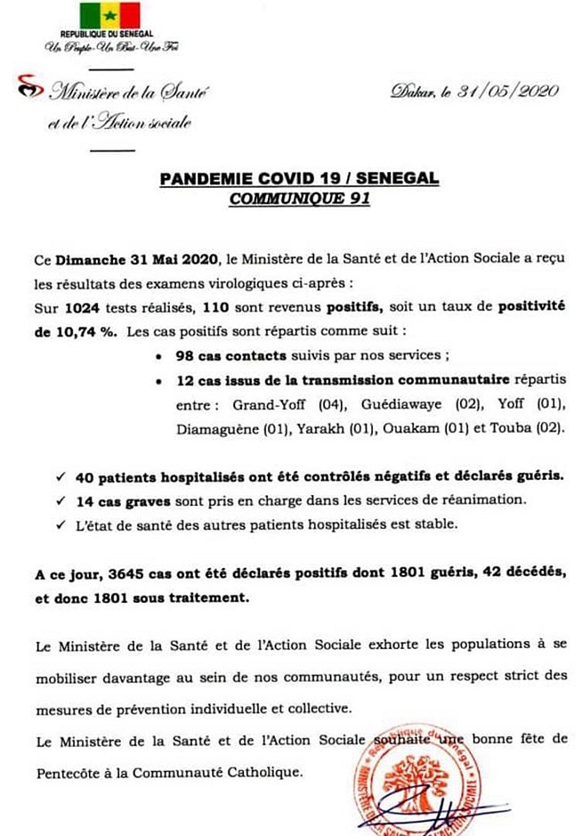 Sénégal-Bilan-Covid-19...Les contaminations augmentent 1 covid