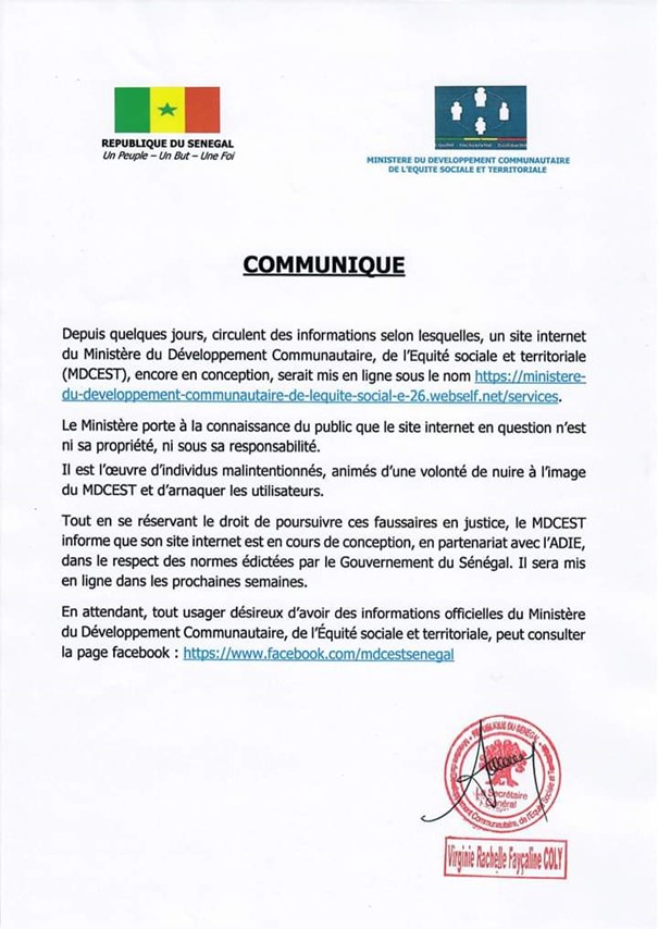 communiqué mansour faye