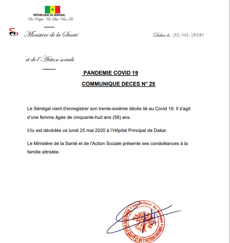 sénégal 36 décès