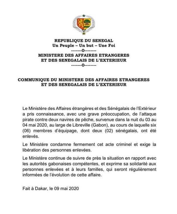 sénégalais enlevés gabon