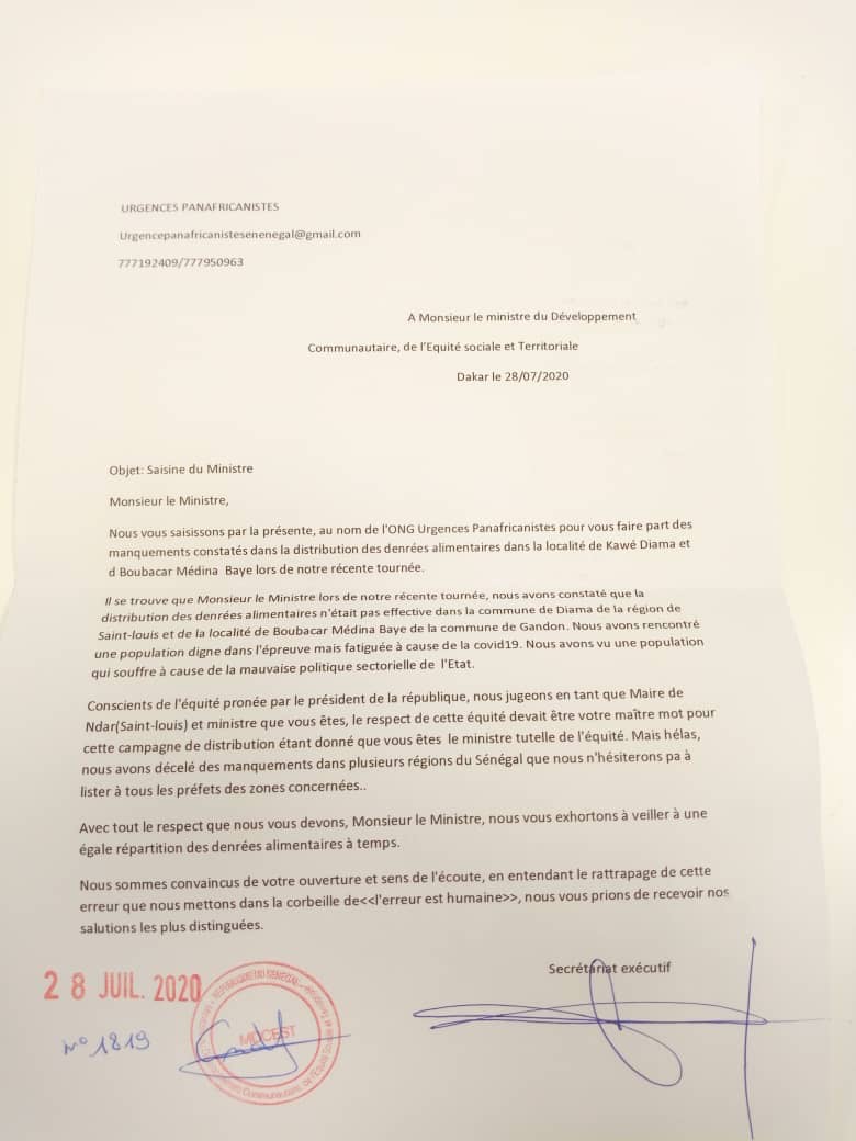 Distribution kits alimentaire : Urgence Panafricaniste saisit Mansour Faye pour... 1 88372dbf 2c90 497f a84b 07ccf874f43c