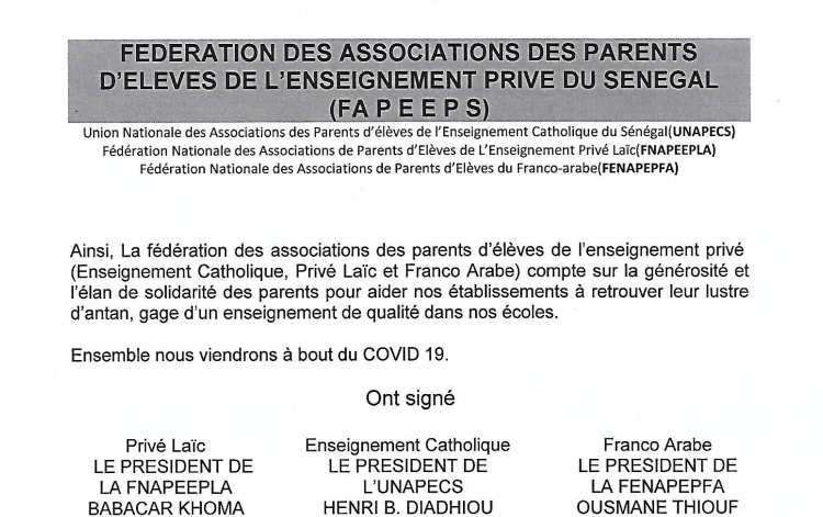 Covid-19 : Les écoles privées demandent toujours le paiement des mensualités 2 Capture decran 36 1