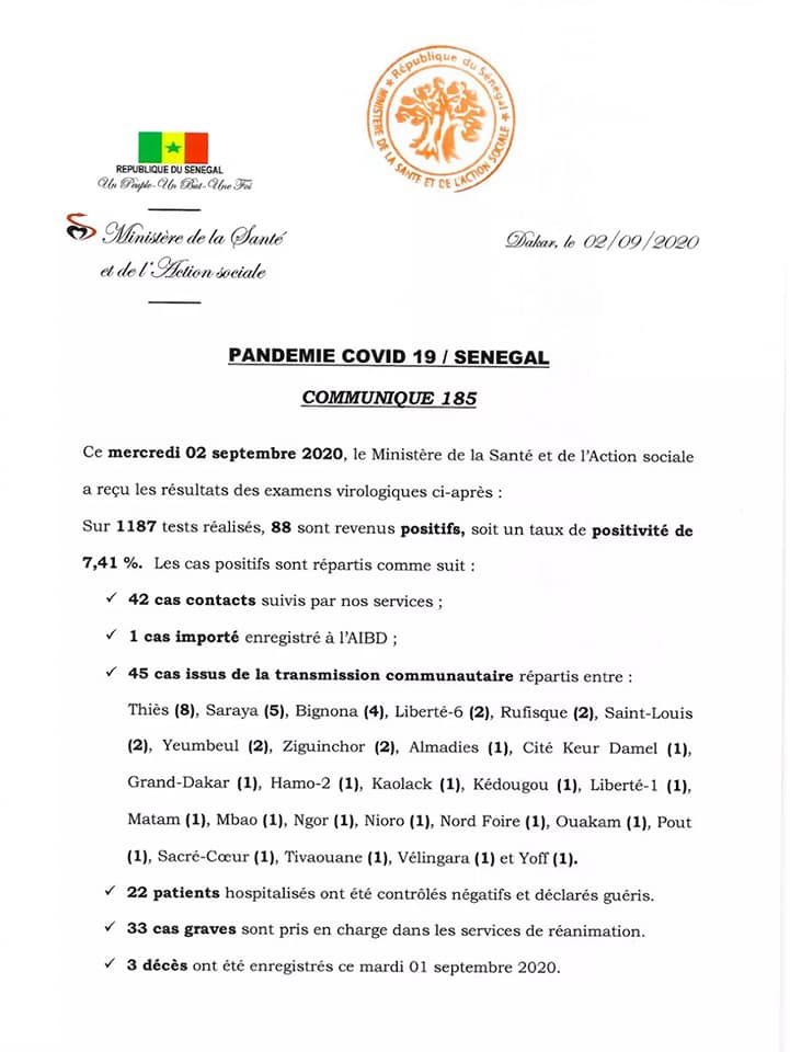 Bilan Covid-Sénégal : 3 nouveaux décès enregistrés ce mercredi 1 1