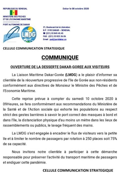 Gorée va rouvrir demain...aux visiteurs ! 1 goree com