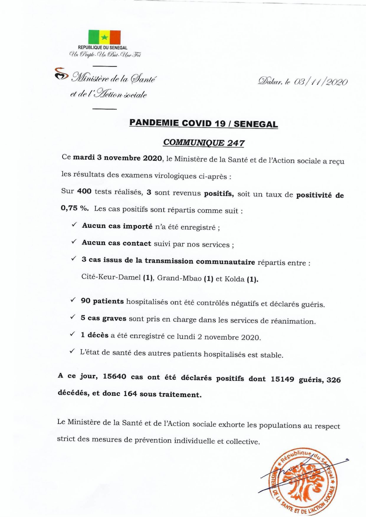 Bilan Covid-Sénégal : Un nouveau décès annoncé ce mardi 1 Coronavirus Mardi