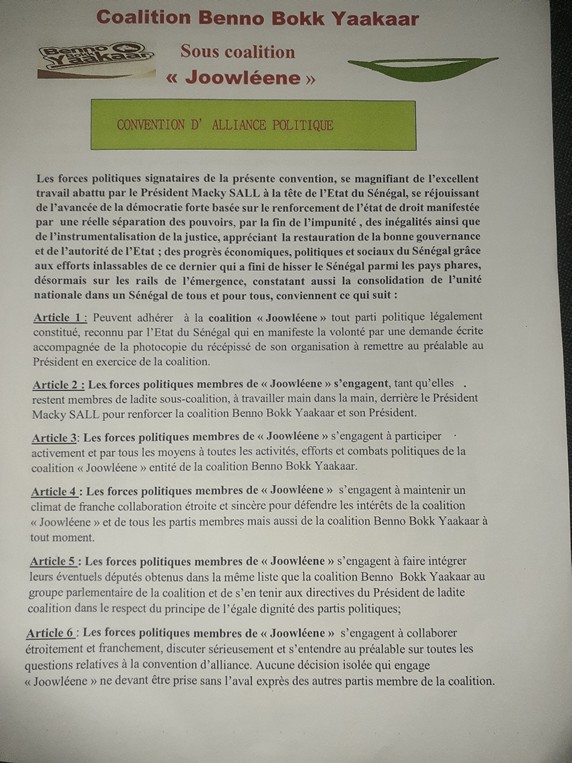 Sous coalition dans Benno…ADAE/J et RPJD signe une convention d’alliance 1 alliance