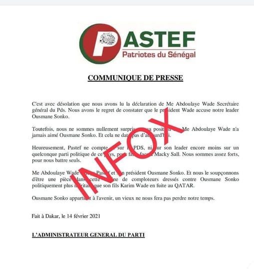 Faux Communique Pastef