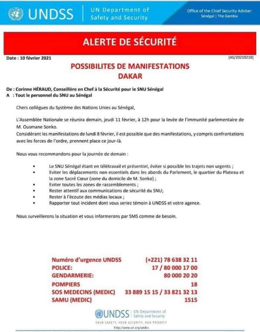 Affaire Sonko : Les Nations Unies craignent des manifestations...ce jeudi 1 IMG 20210210 WA0205
