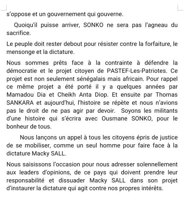 pastef bignona declaration 2