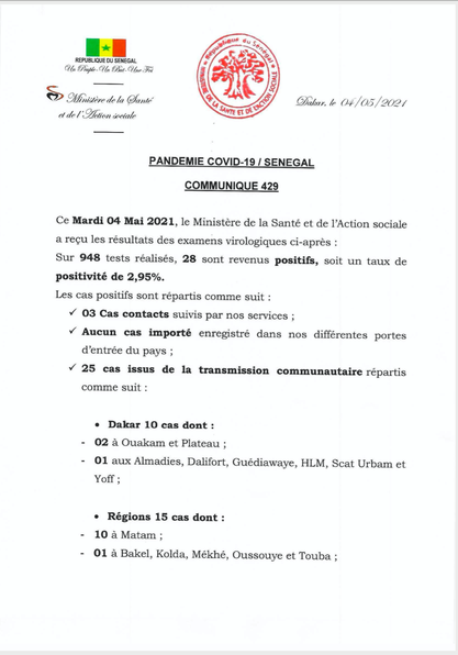 Sénégal-Bilan-Covid : Aucun décès annoncé ce mardi 1 182518580 2853073768265842 213729671262690267 n