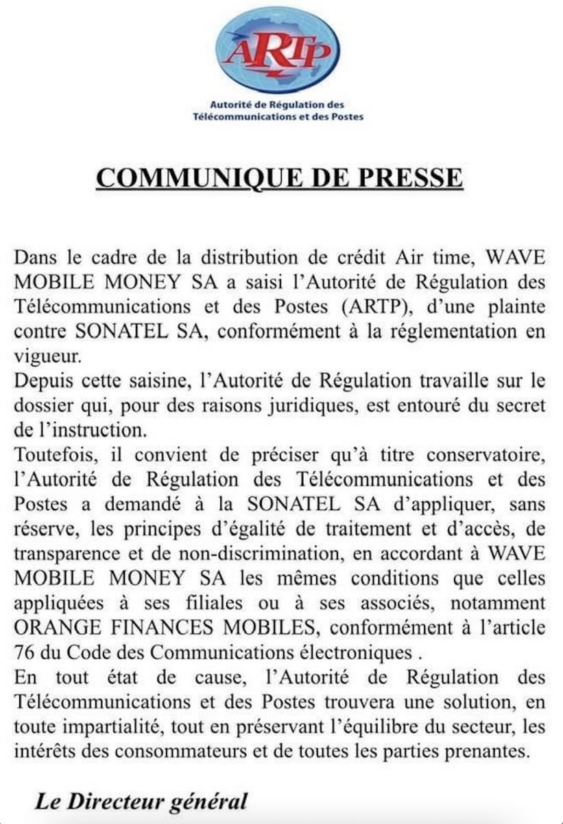 ARTP orange money wave Jun 12 2021 13 46 45