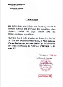 Inondations : Macky déclenche son plan ORSEC ! (Document) 1 Plan Orsec
