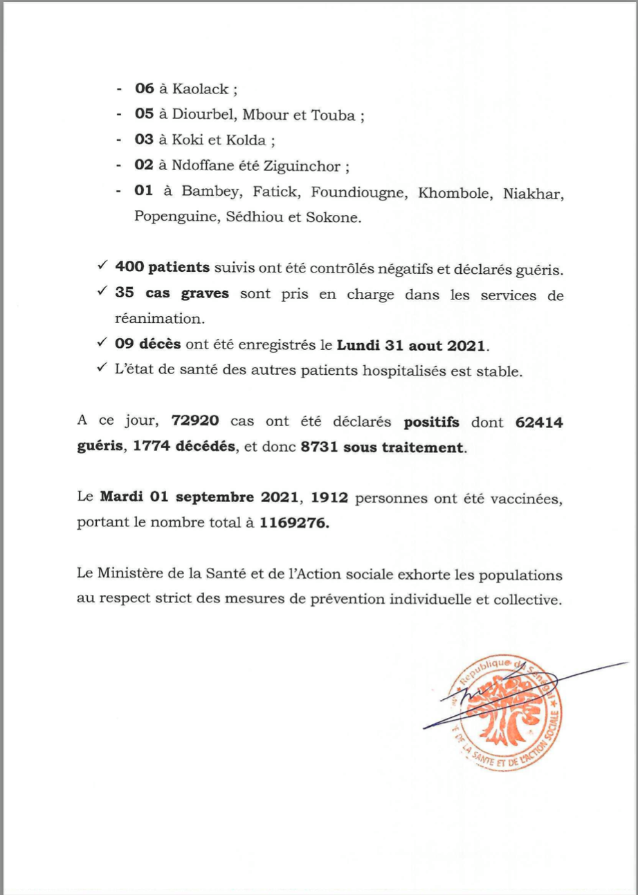 Bilan-Covid-Sénégal : Neuf (9) décès annoncés ce mercredi 2 241033016 2939666562939895 3236552108575995079 n