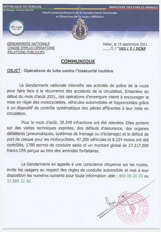 Infractions : La gendarmerie récolte plus de 27 millions 1 242041791 715632243168746 1243724674018213473 n