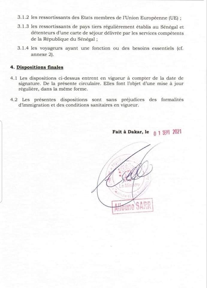Trafic aérien : Alioune Sarr fixe de nouvelles conditions aux compagnies aériennes (documents) 2 circulaire 3