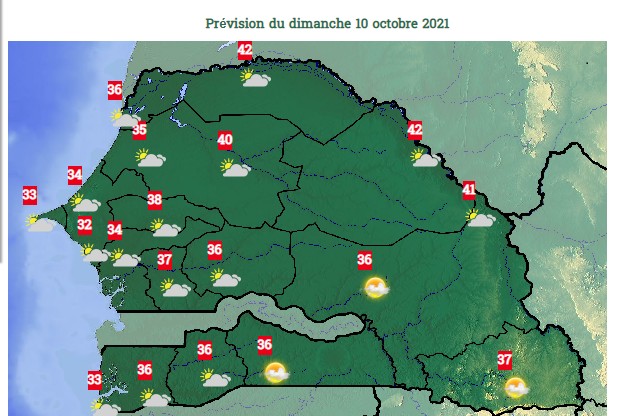 La météo du dimanche 10 octobre…Grosse chaleur sur le pays (42°C) 1 42
