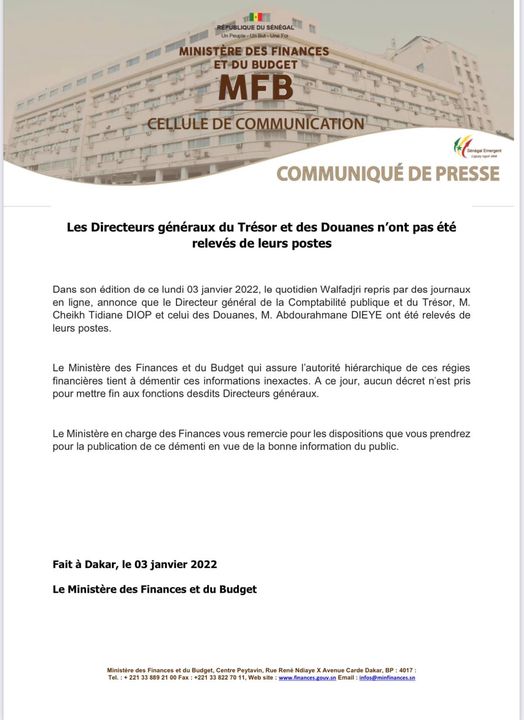 Les directeurs du Trésor et des Douanes n'ont pas été virés 1 271224785 5033634526670002 4446168893295842961 n