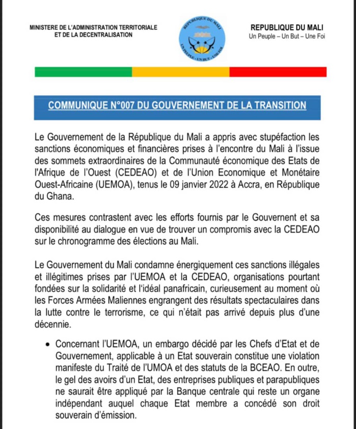 Riposte musclée du Mali contre les pays de la CEDEAO 1 61509650 44813778