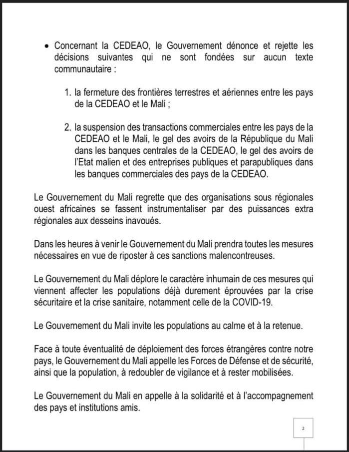 Riposte musclée du Mali contre les pays de la CEDEAO 2 61509650 44813783