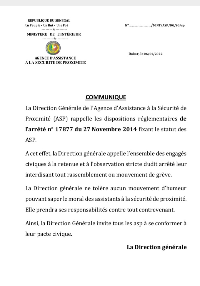 Les ASP dénoncent...la direction générale menace 1 Screenshot 20220107 101320 WPS Office