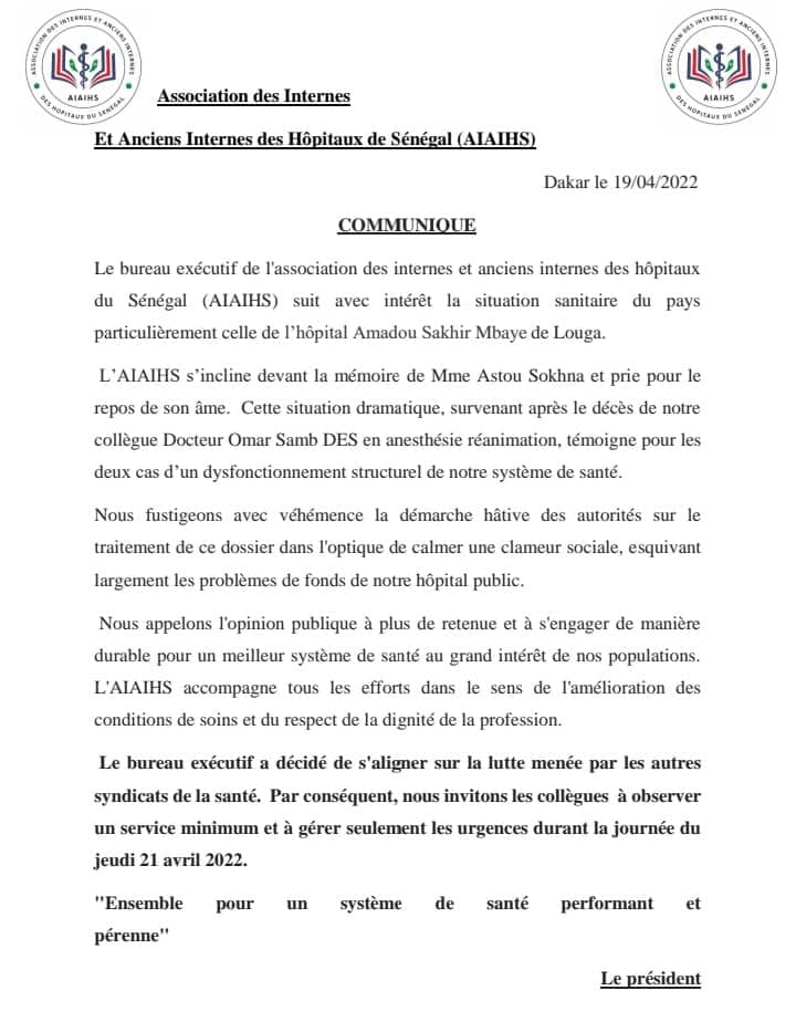 L’association des internes des hôpitaux se mêle de la grève des syndicalistes 1 278768134 2510673032400626 5877227557852306602 n