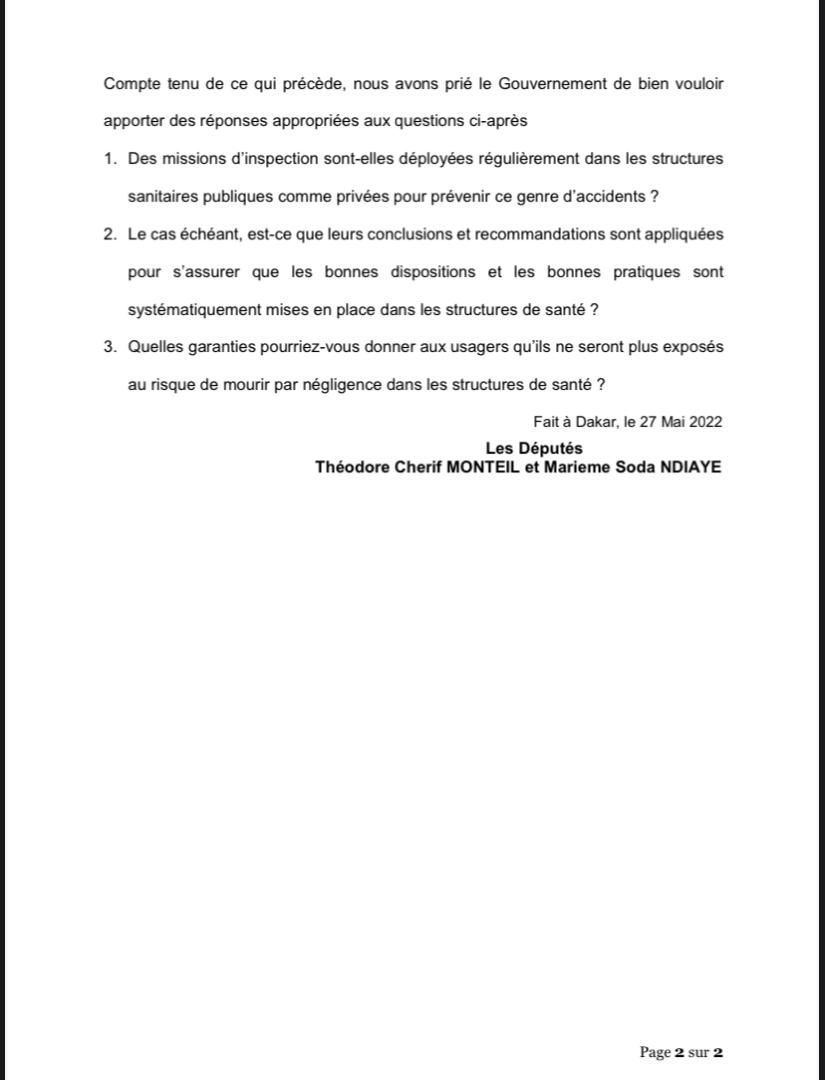 11 bébés morts : Cherif Monteil et Marieme Soda Ndiaye demandent l'audition du ministre de la santé 2 IMG 20220527 WA0055