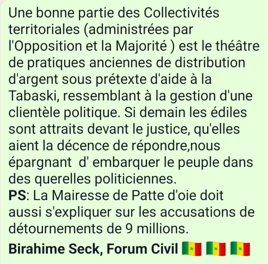 Tabaski 2022 : Birahime Seck en garde les maires sur les aides financières 1 20220706 125715