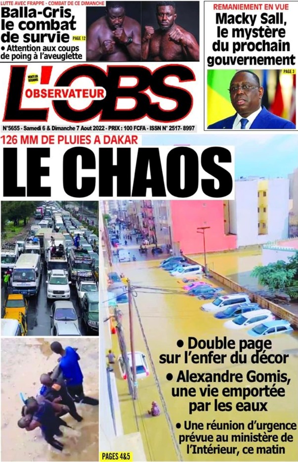 Revue de presse : les inondations à Dakar à la UNE 2 dakar