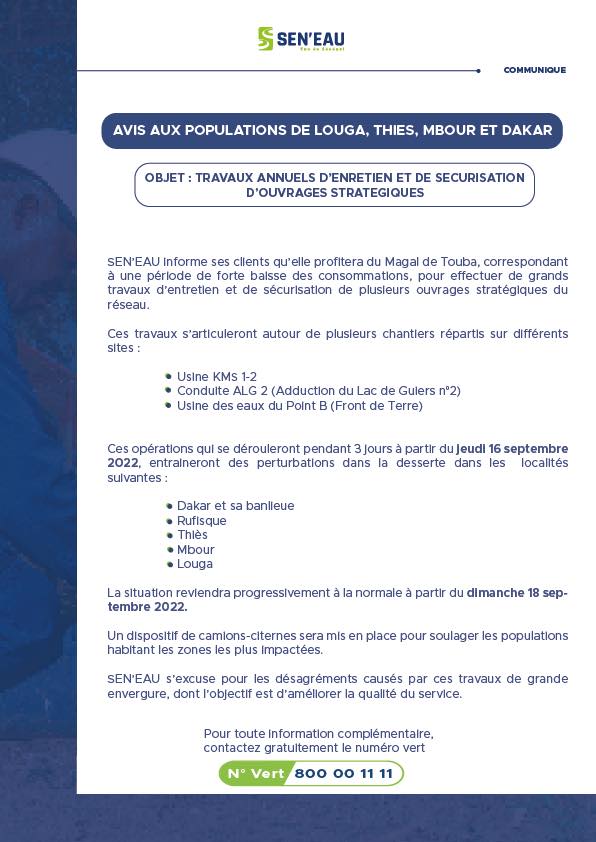 Sen'Eau annonce (encore) des pertubations dans la distribution de l'eau 1 Sen eau