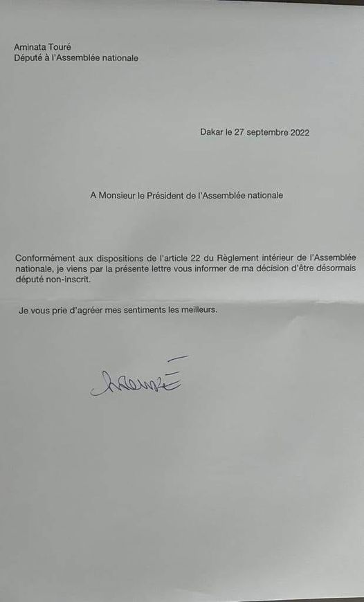 Mimi Touré a présenté sa lettre de démission (document) 1 ffffh