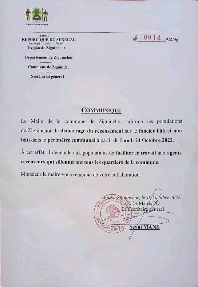 Ziguinchor : La mairie démarre le recensement sur le foncier (document) 1 312608497 174739868486824 1023091976926789484 n
