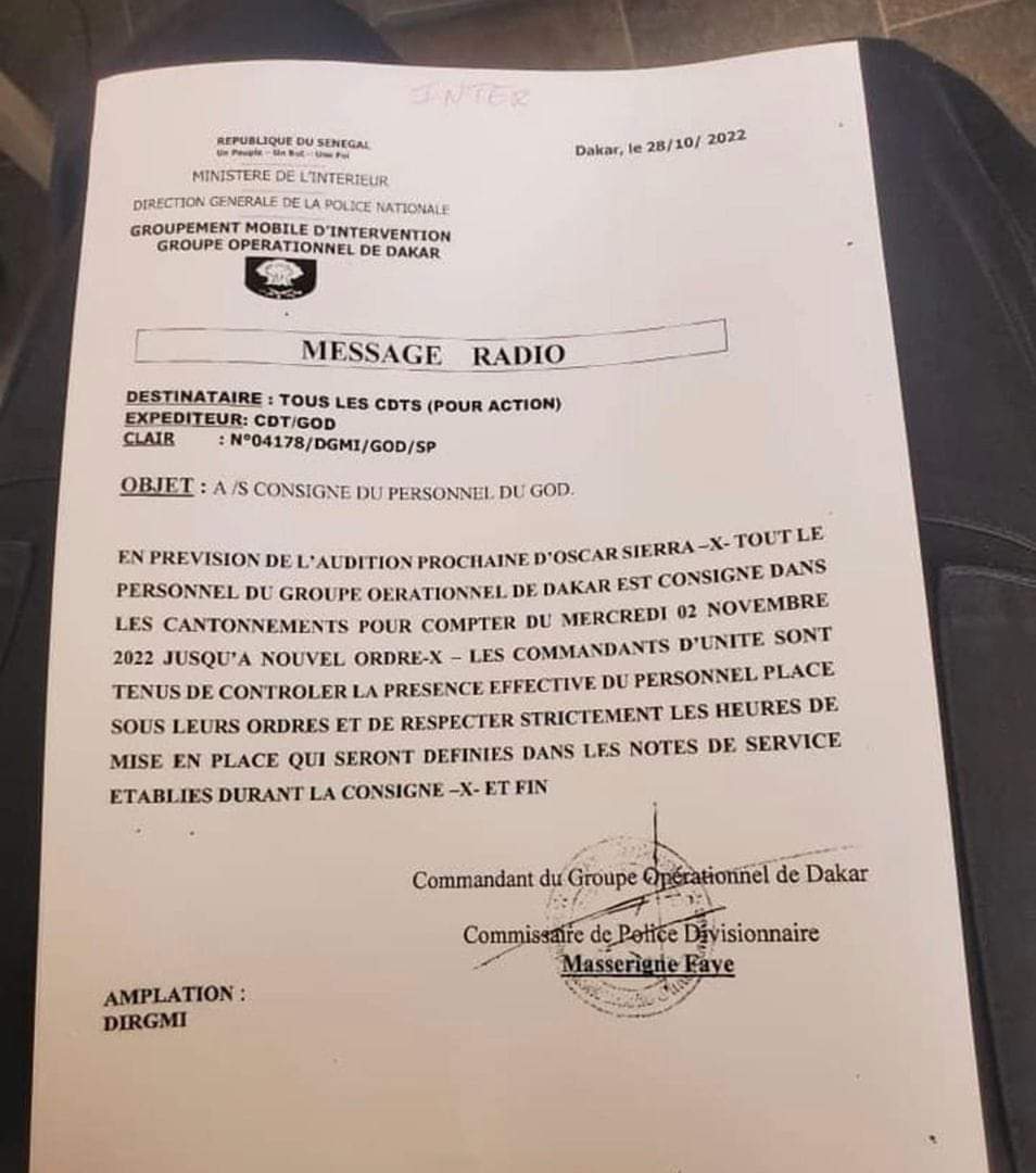 Un message codé de la Police parle de l'audition de Ousmane Sonko 1 FB IMG 1667091178193