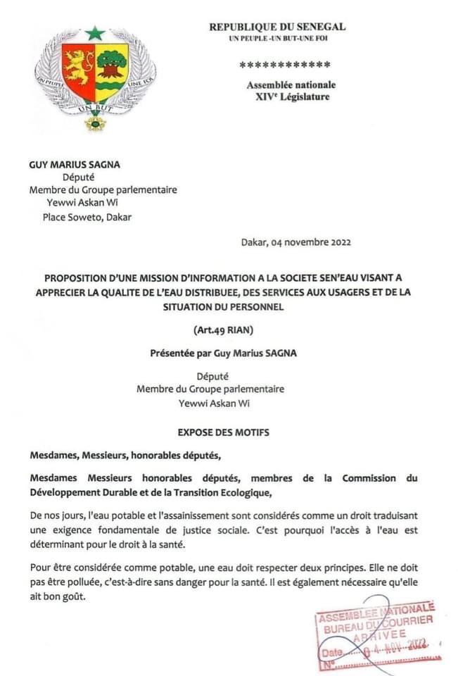 Contrôle de la Sen'Eau : Guy introduit une proposition à l'Assemblée 2 IMG 20221104 WA0061