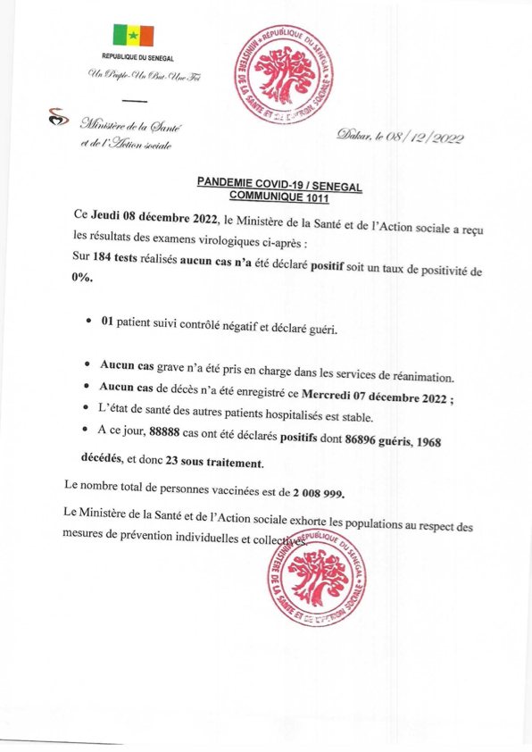 Sénégal-Bilan-Covid : Aucun cas déclaré positif ce jeudi 1 318187889 467877772196137 8850027320393127045 n