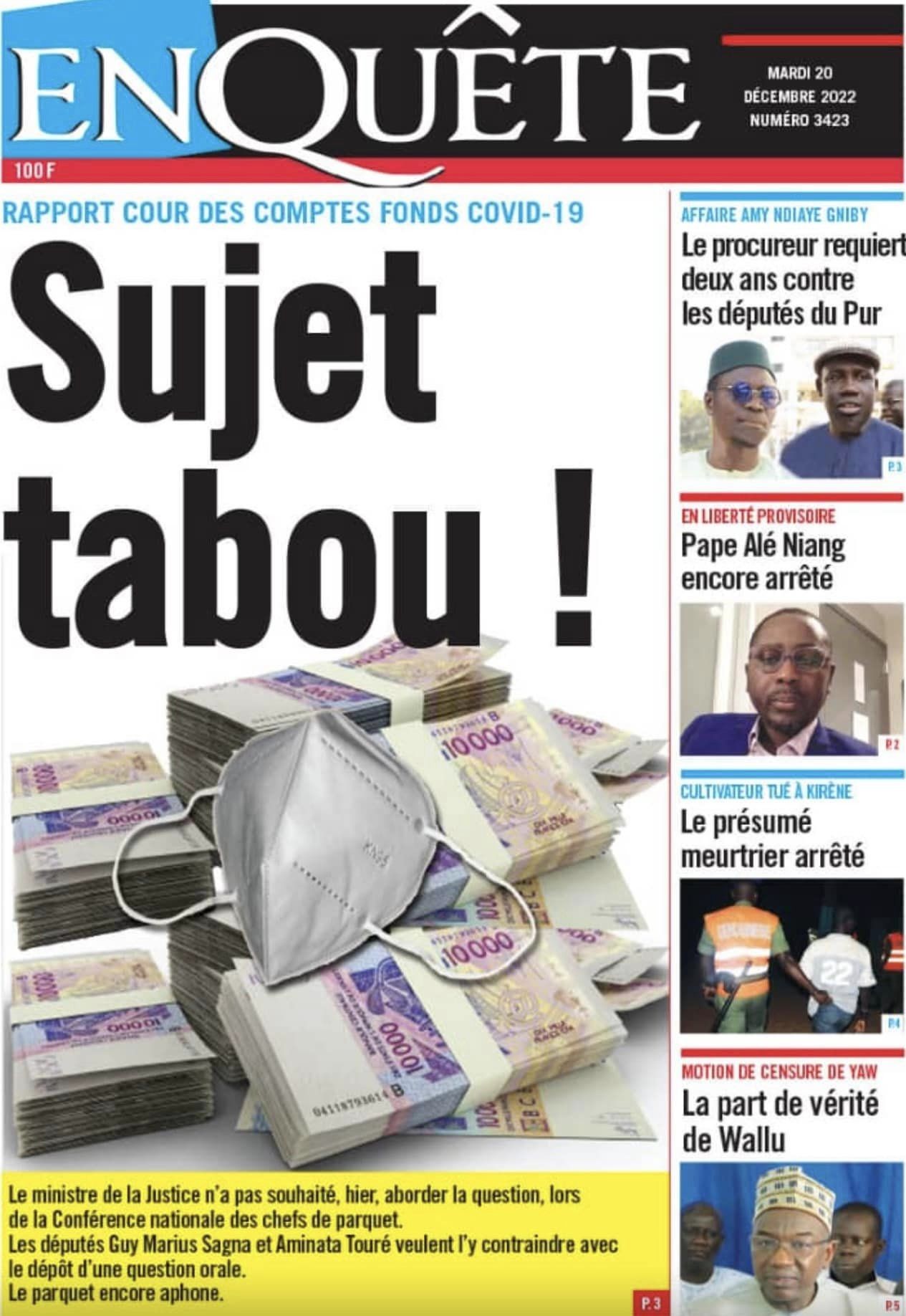 Revue de presse : Le rapport de la cour des comptes et le procès des députés de l’opposition à la Une 3 rapport