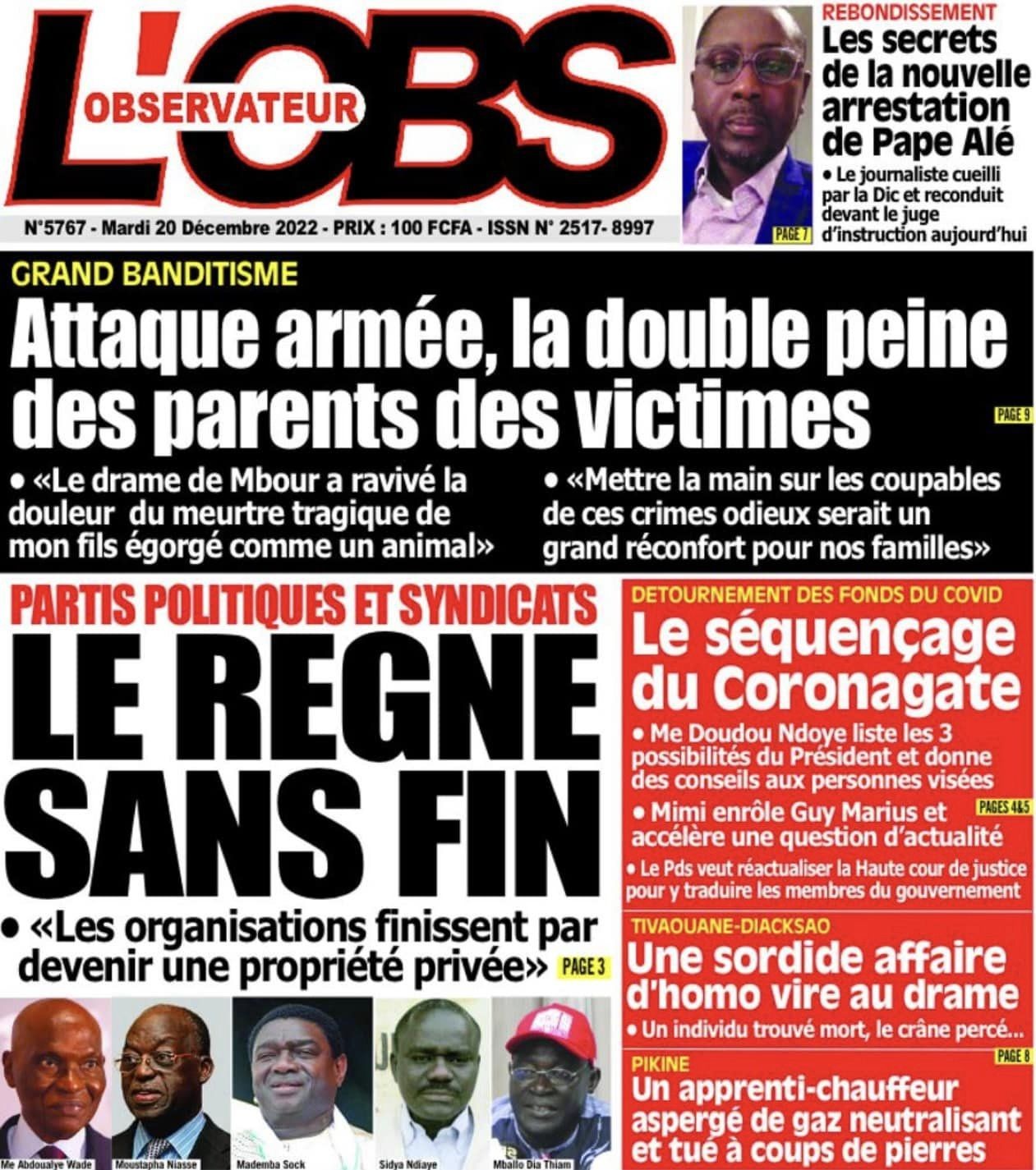 Revue de presse : Le rapport de la cour des comptes et le procès des députés de l’opposition à la Une 2 rapport