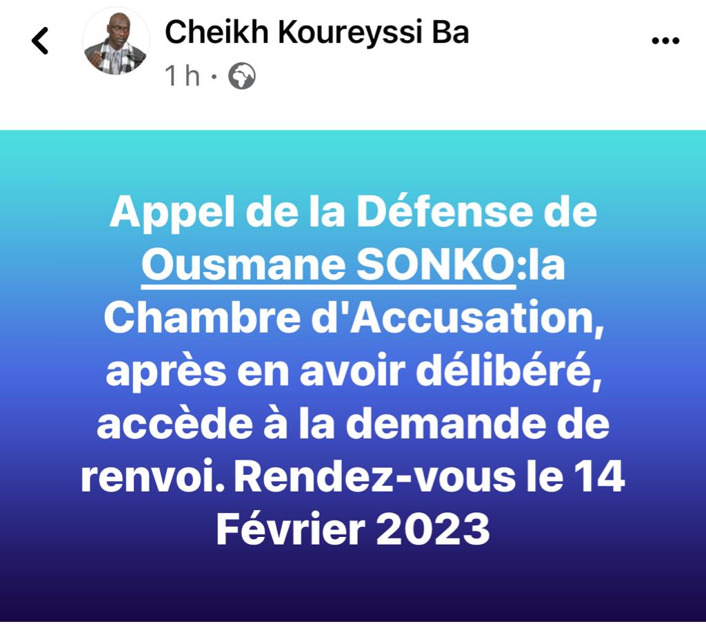 Affaire Adji Sarr : Ousmane Sonko fixé sur son sort le 14 février 1 IMG 20230209 WA0079