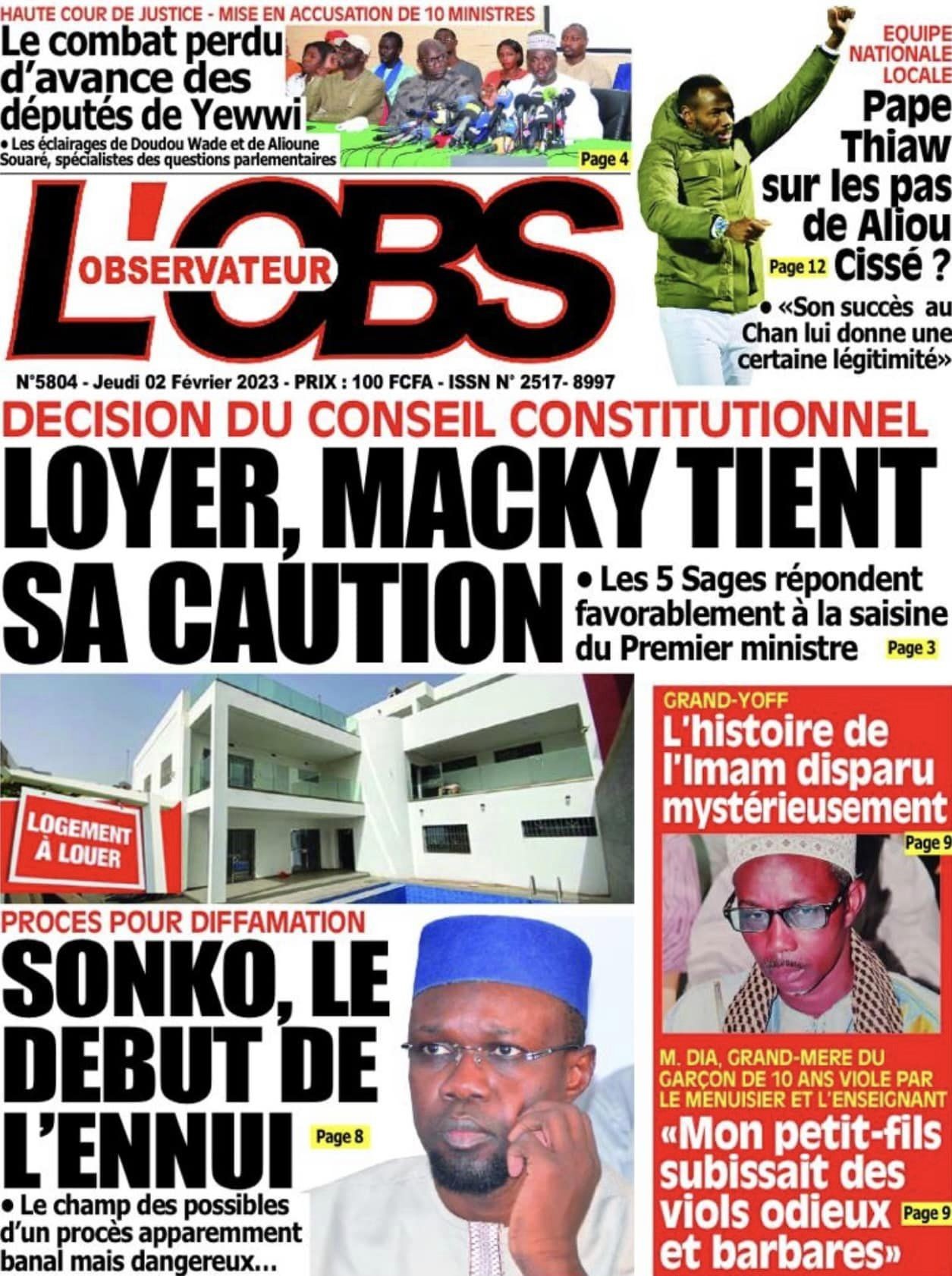 Revue de presse : Affaire Sonko-Mame Mbaye Niang à la UNE 2 sonko