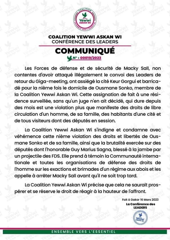 Communique YAW Force