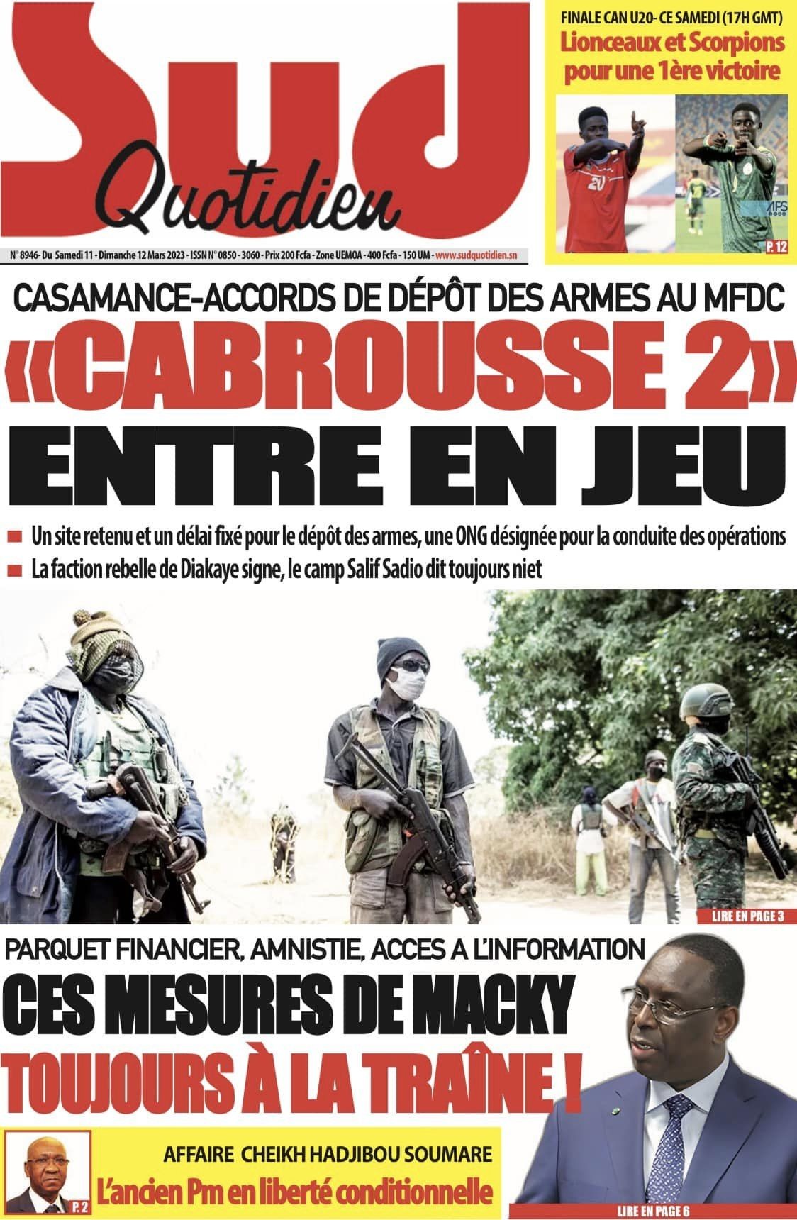 Revue de presse : Finale CAN U20 et Casamance à la UNE 4 finale