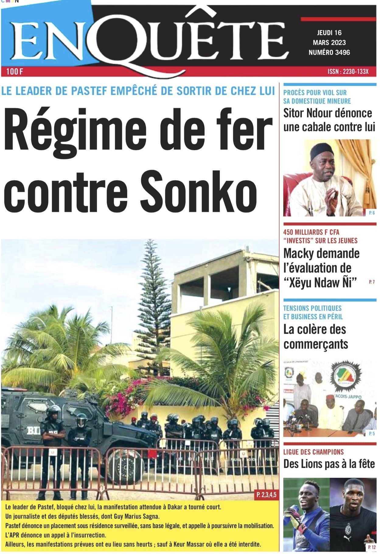 Revue de presse : Sonko et ses partisans à la Une des quotidiens 1 sonko