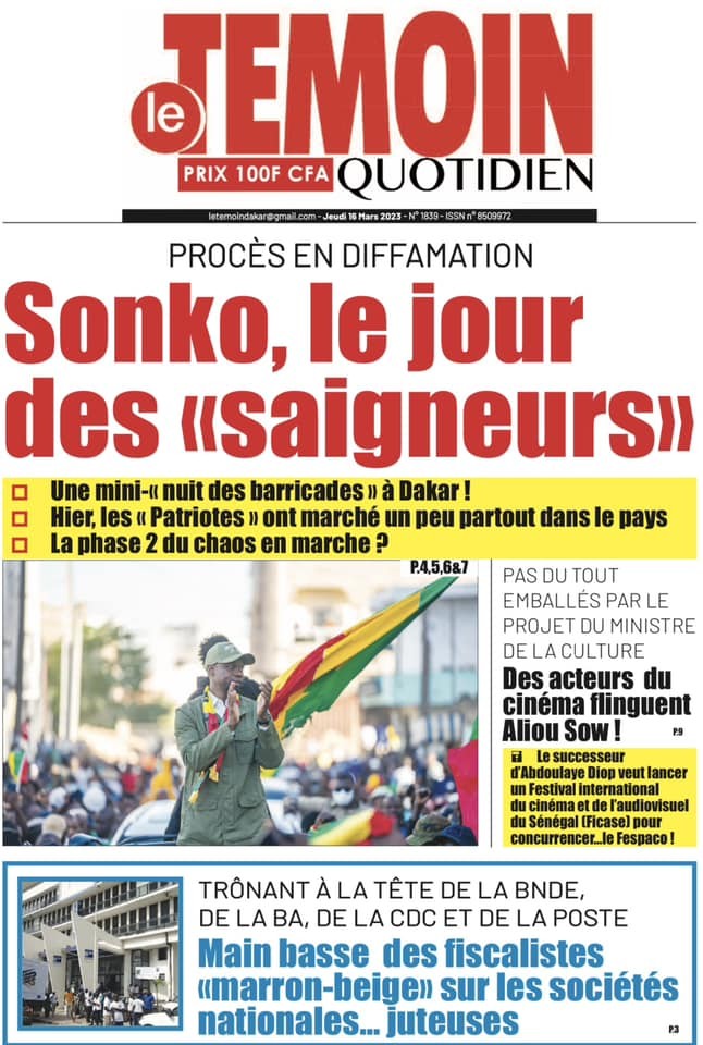 Revue de presse : Sonko et ses partisans à la Une des quotidiens 3 sonko