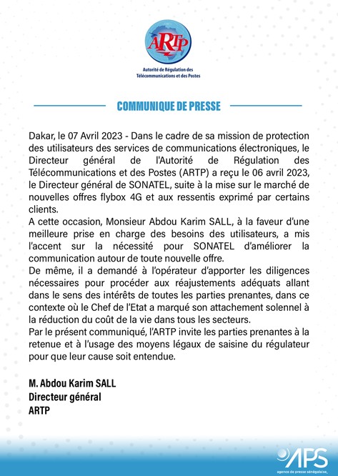 Affaire Flybox : l'ARTP convoque le DG de Sonatel 1 fly