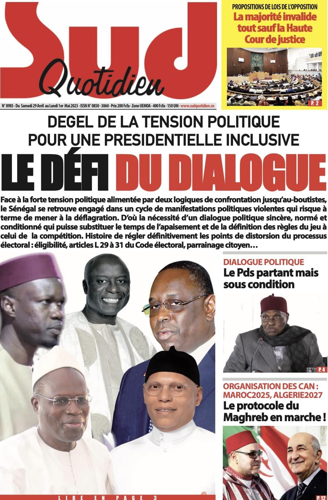 Revue de presse : l’appel au dialogue et le procès de sonko à la UNE 3 procès