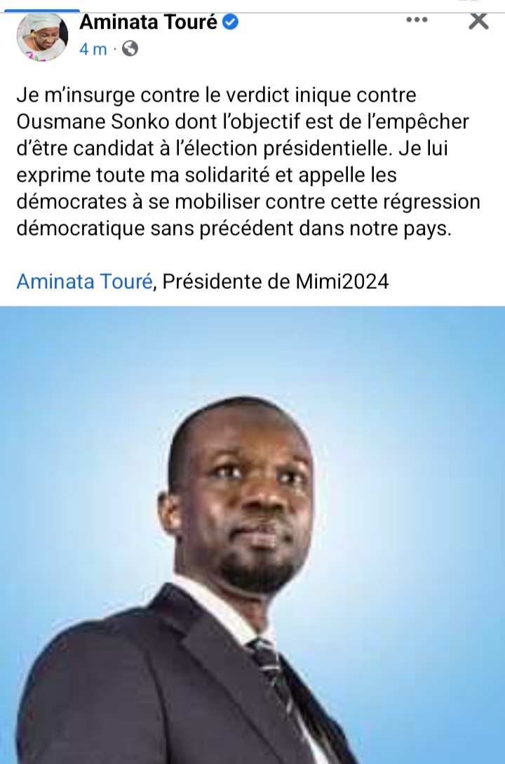 Sonko condamné...la réaction de Mimi Touré 1 Screenshot 20230508 173733 Facebook