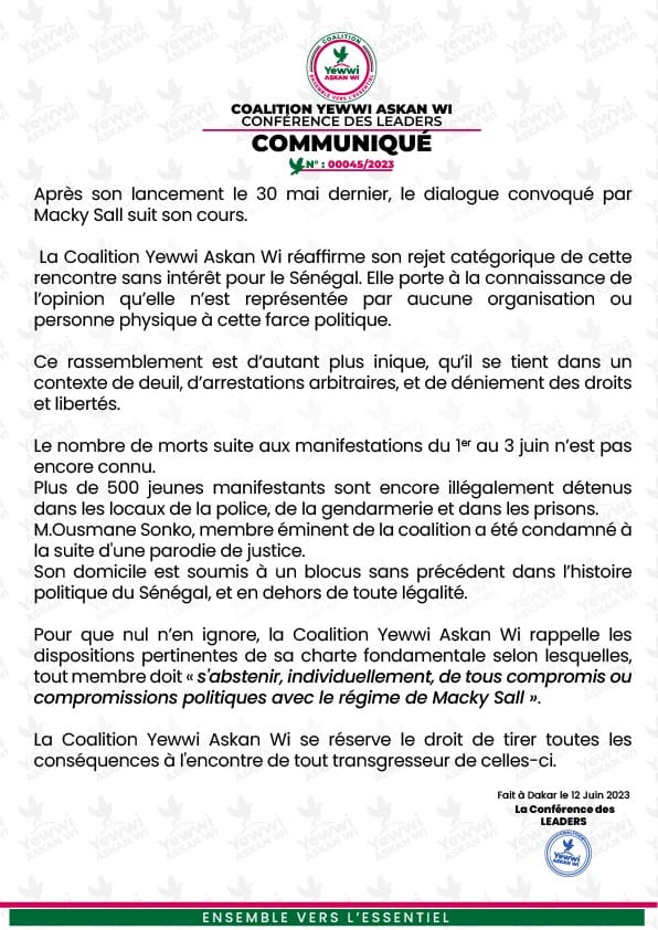 Yewwi met en garde ses membres qui participent au dialogue 1 353785154 271614918712542 8675463310512615111 n